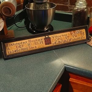 Primitive Cross stitch sign